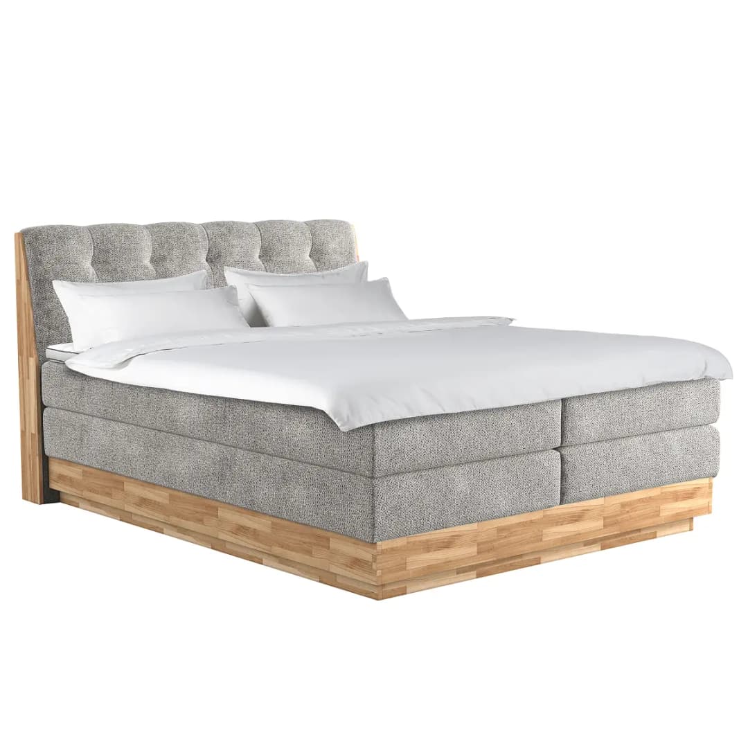 Boxspringbett 180 x 200cm Flachgewebe Oria Grau H3 / H4 | Grau