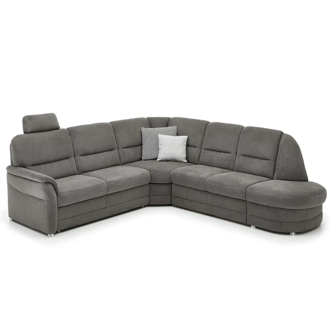 Fredriks Ecksofa mit Ottomane Grau Webstoff Porcia | Grau