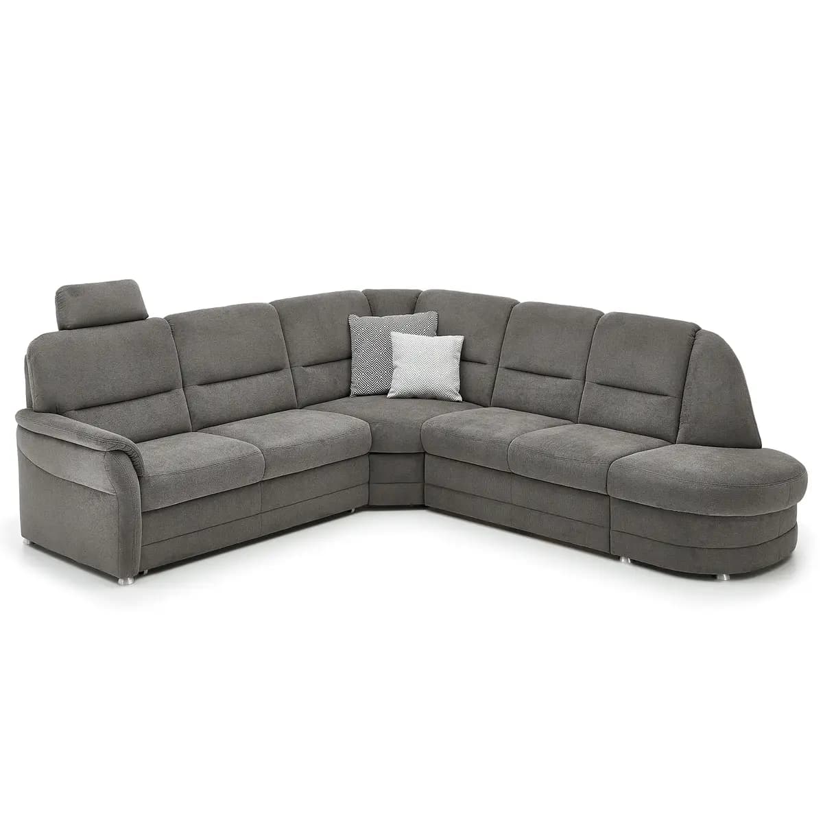 Fredriks Ecksofa mit Ottomane Grau Webstoff Porcia | Grau