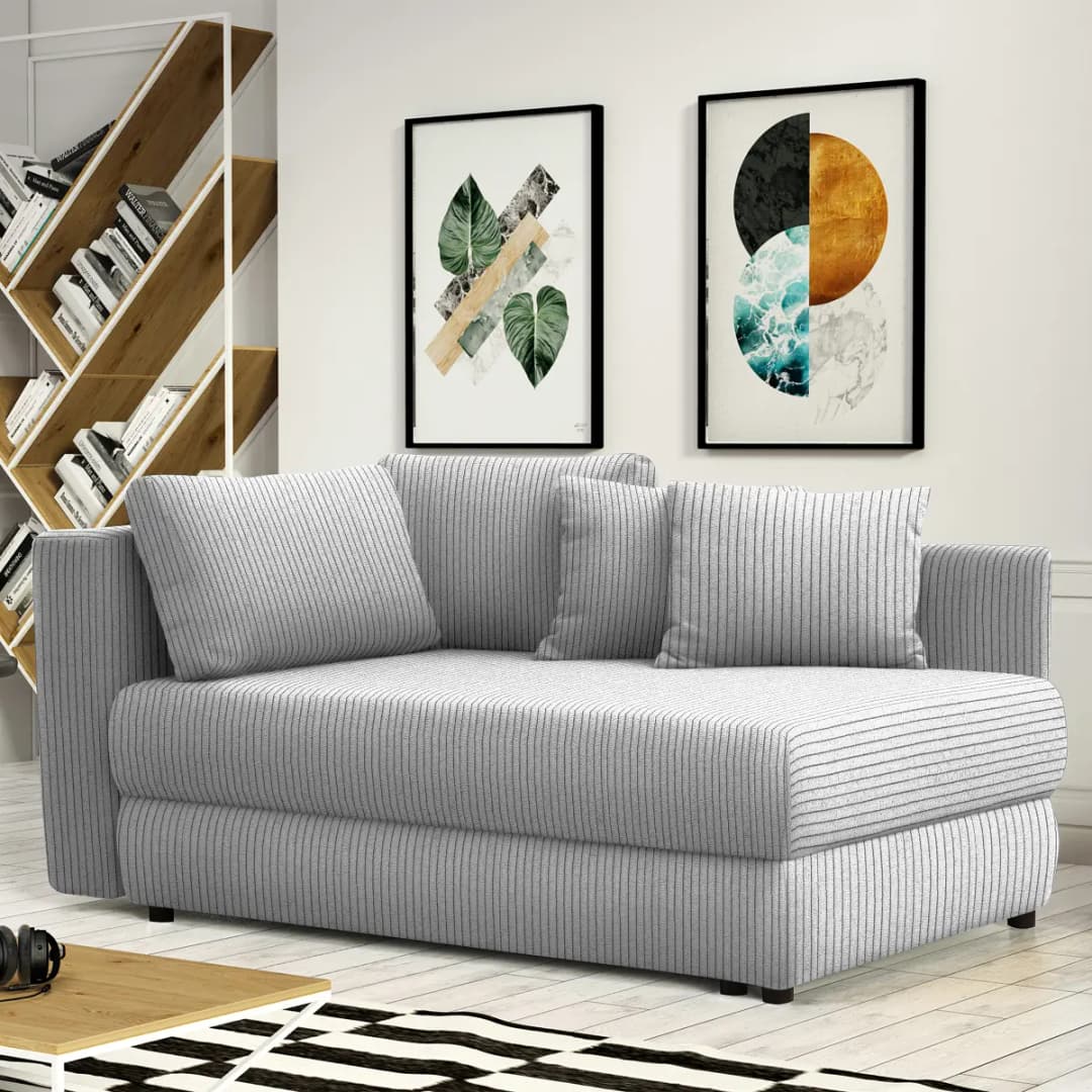 Recamiere mit Schlaffunktion Grau Cordstoff Poppy | Grau