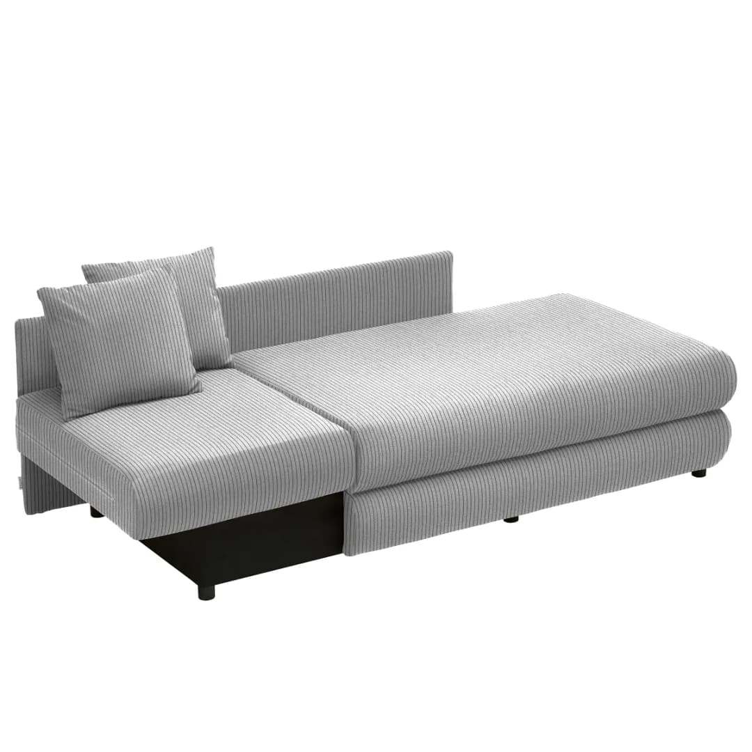 Recamiere mit Schlaffunktion Grau Cordstoff Poppy | Grau