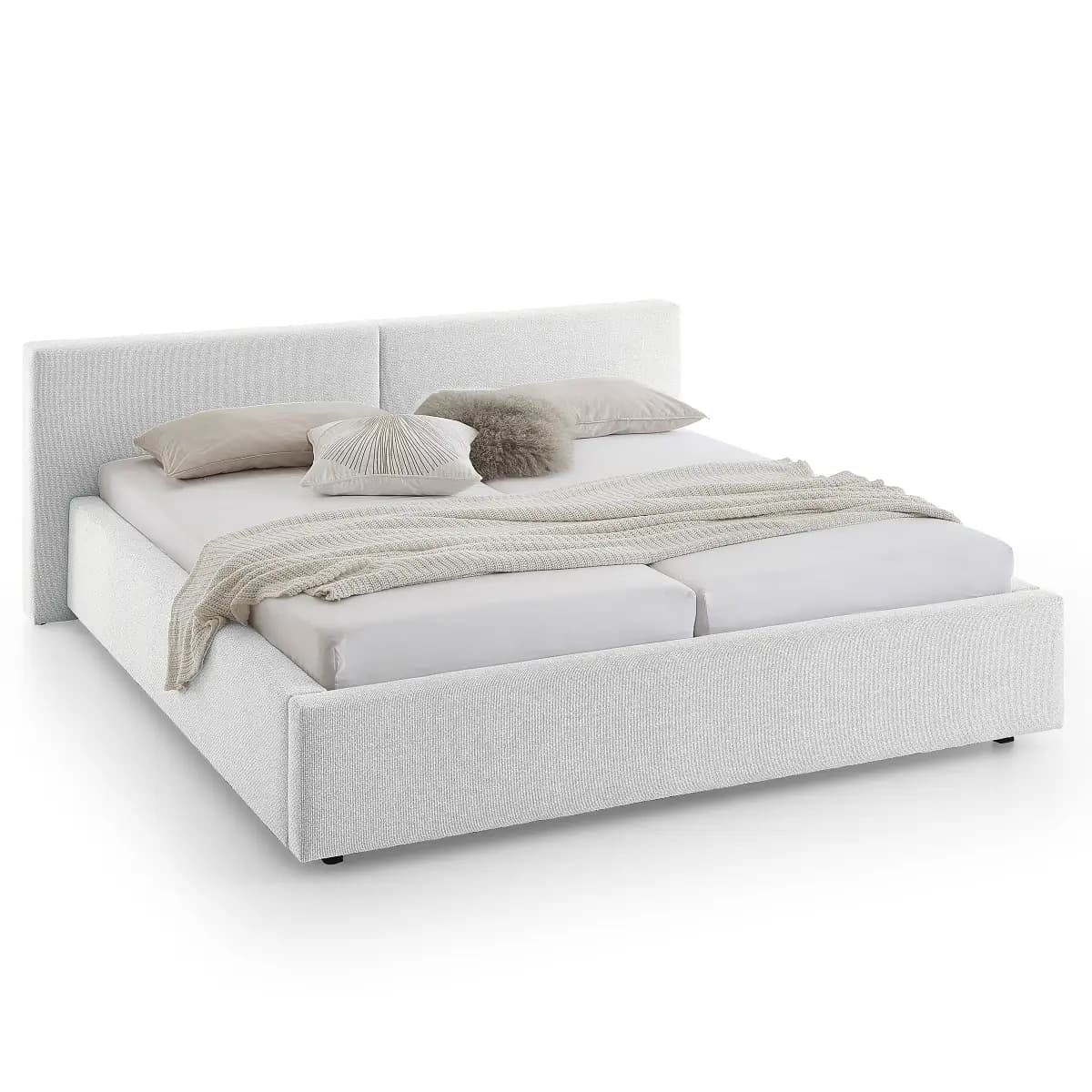 Mørteens Polsterbett 180 x 200cm Flachgewebe Norana Silber mit | Grau
