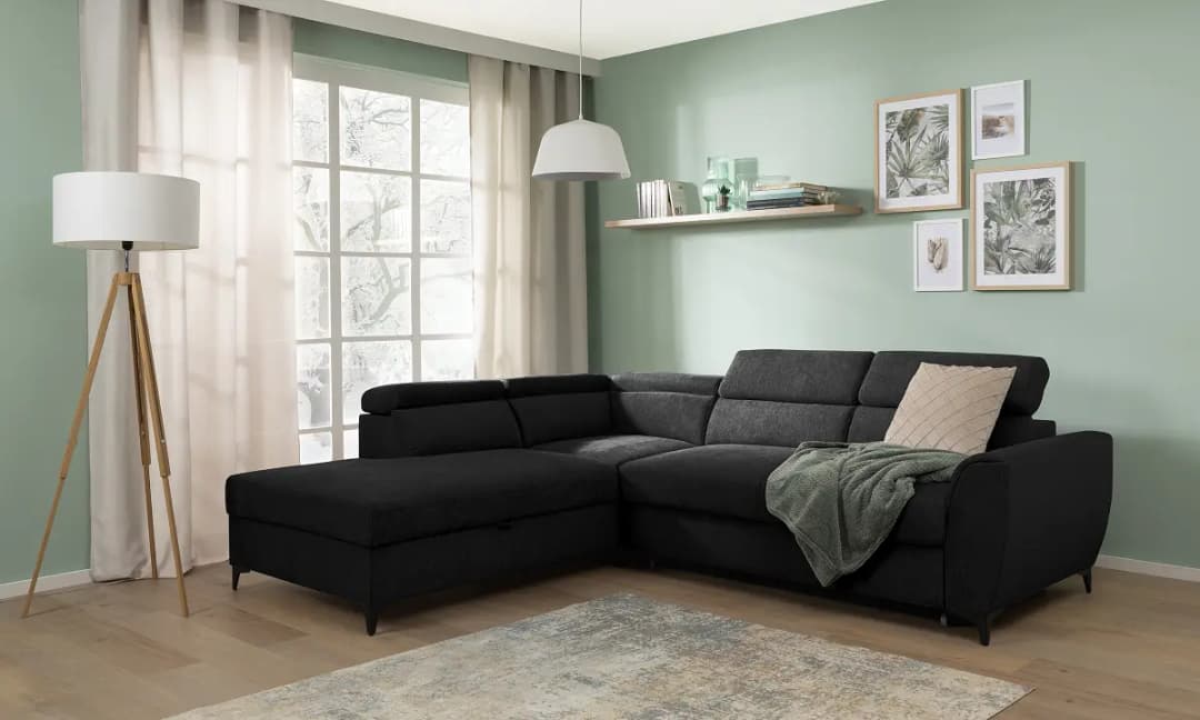 Ecksofa mit Schlaffunktion Asali | Schwarz