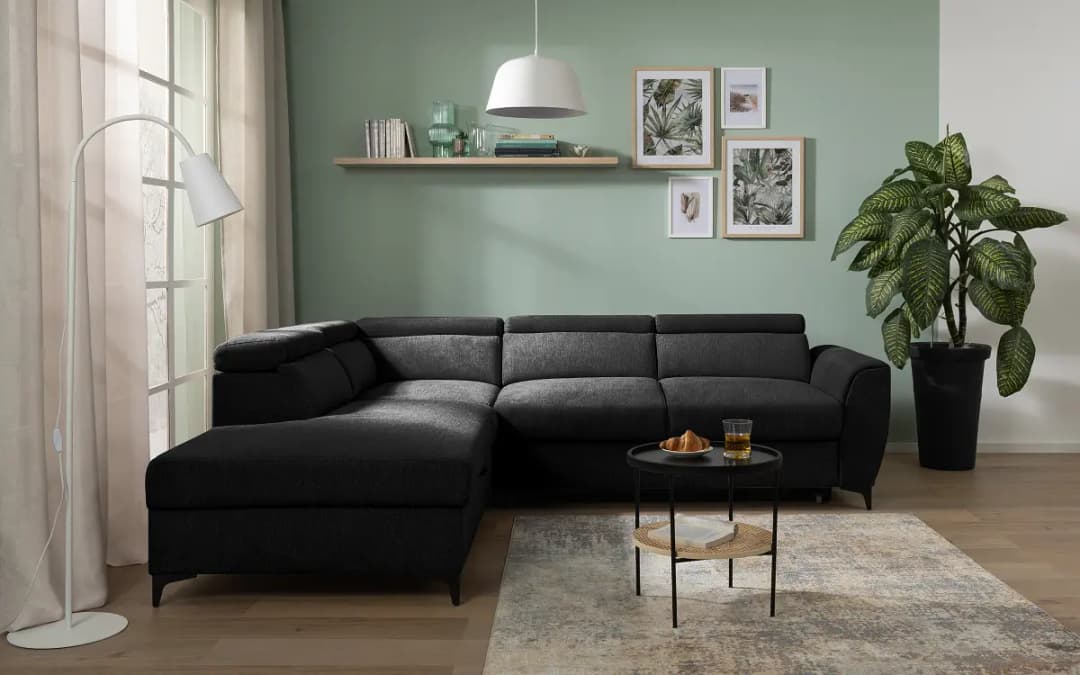Ecksofa mit Schlaffunktion Asali | Schwarz