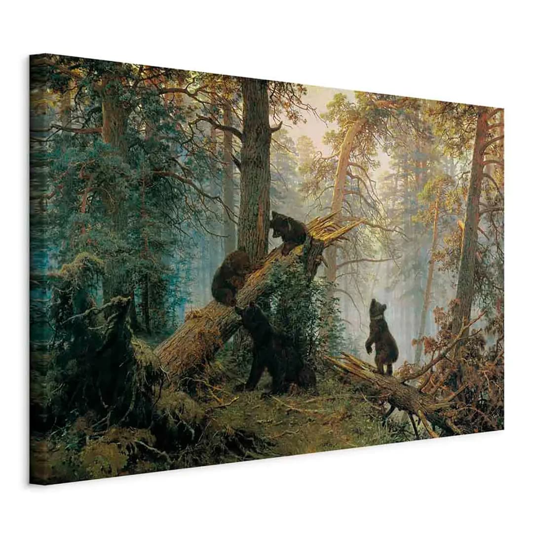 Leinwandbild Morning in a Pine Forest Filz Grün/Grün 60 x 40cm | Grün