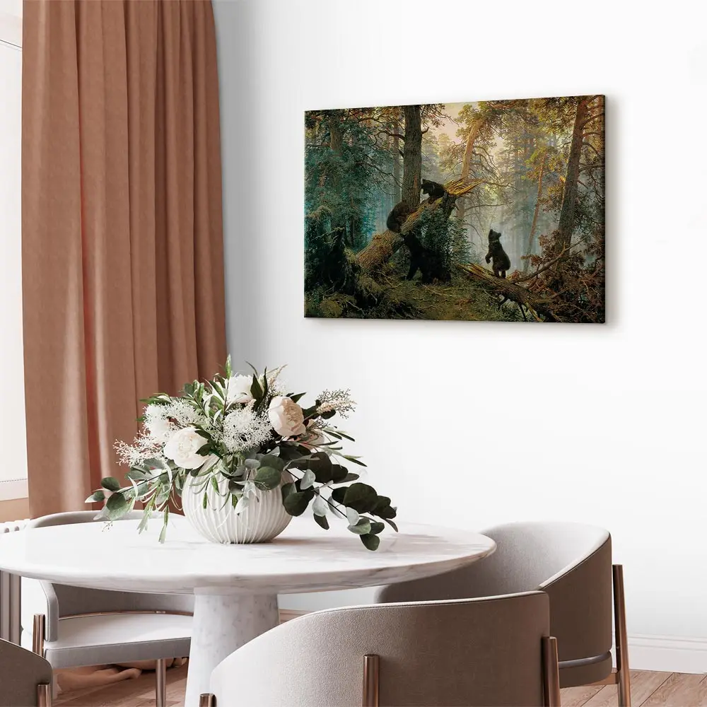 Leinwandbild Morning in a Pine Forest Filz Grün/Grün 60 x 40cm | Grün