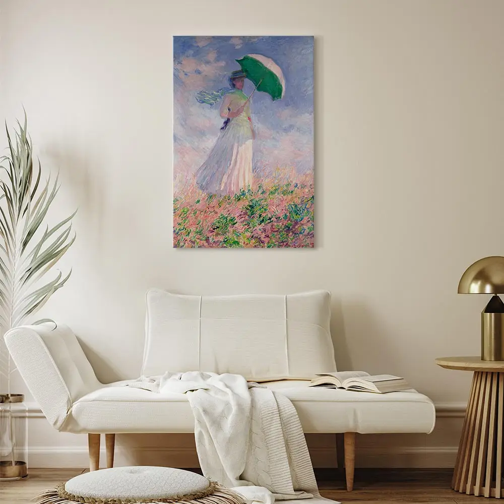 Leinwandbild Woman with a Parasol Filz Grau/Grau 60 x 90cm | Grau