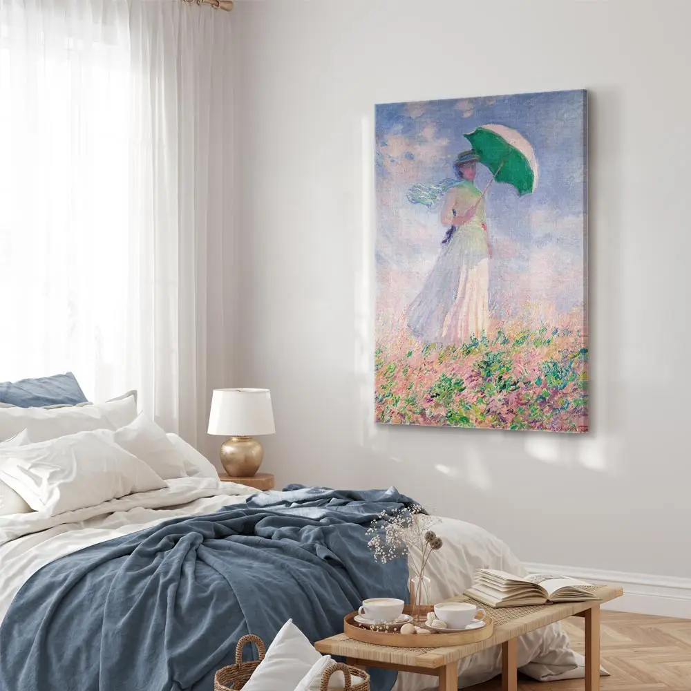 Leinwandbild Woman with a Parasol Filz Grau/Grau 60 x 90cm | Grau