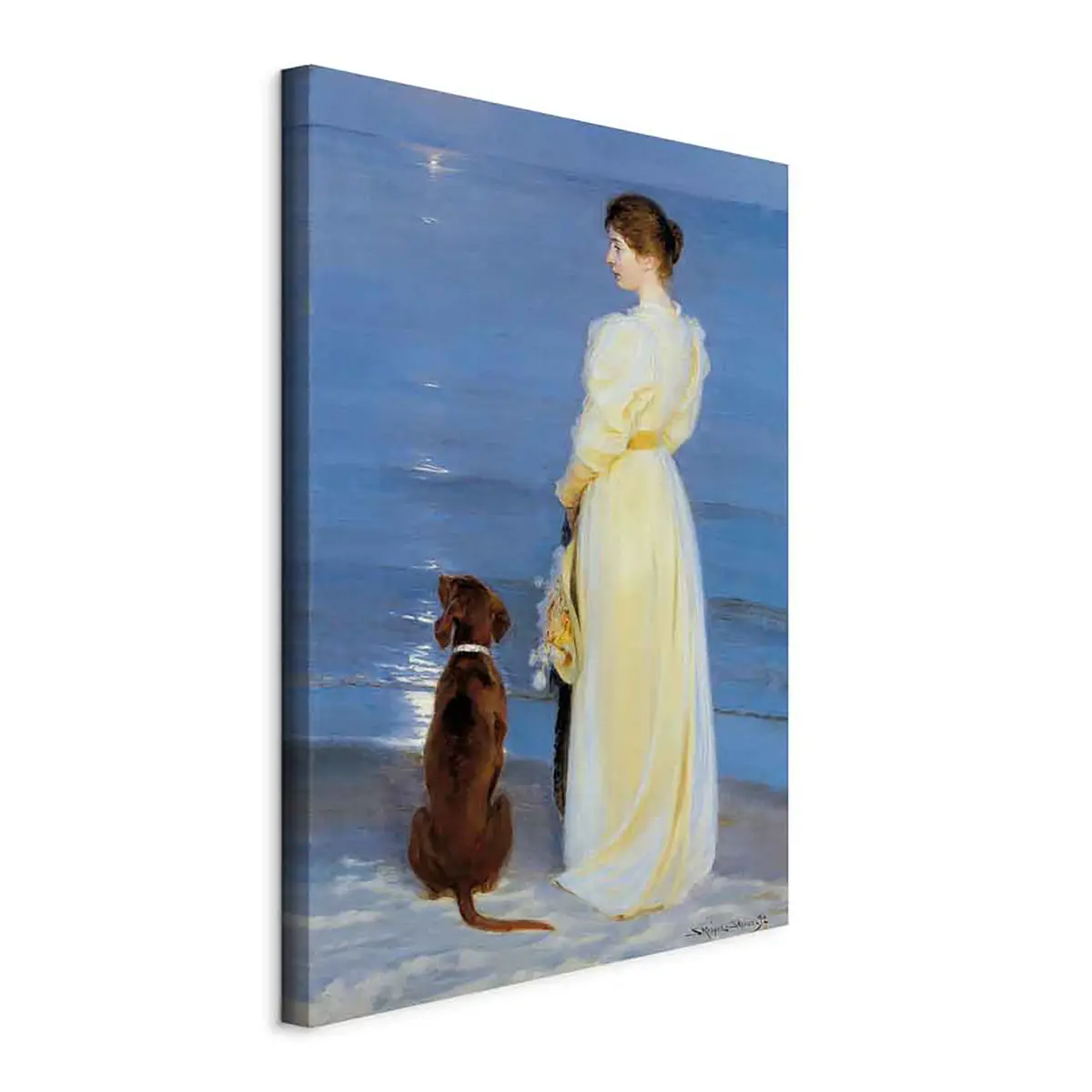 Leinwandbild Summer evening in Skagen Filz Blau/Blau 80 x 120cm | Blau