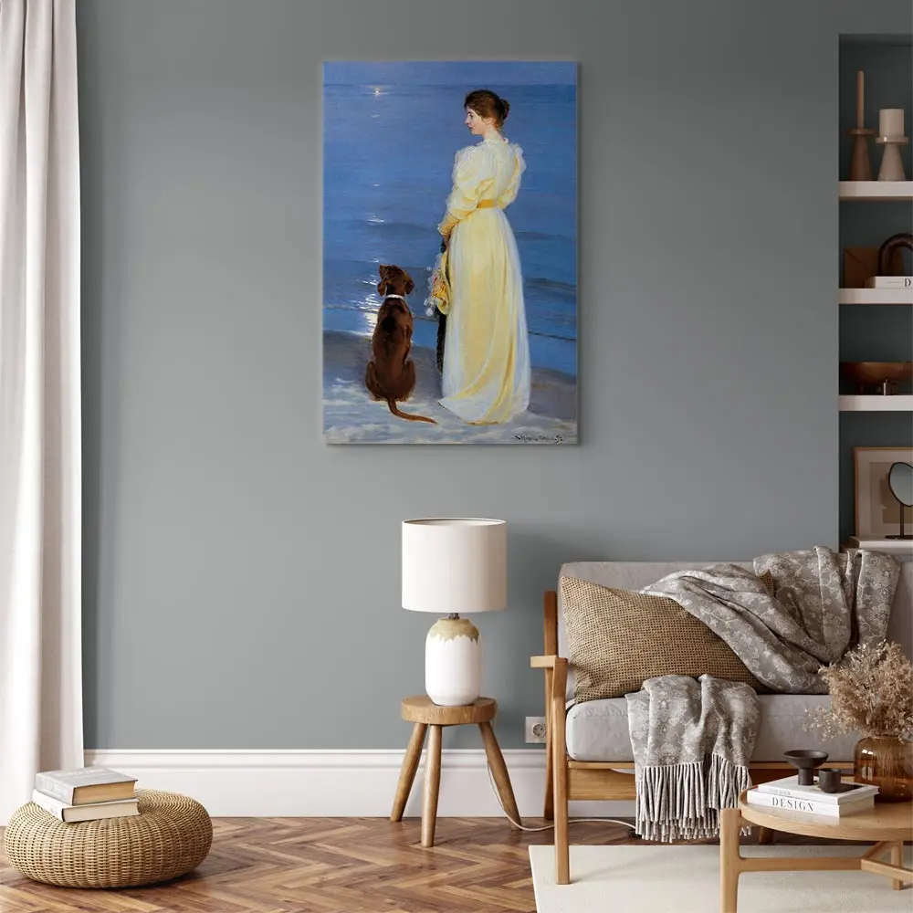 Leinwandbild Summer evening in Skagen Filz Blau/Blau 80 x 120cm | Blau