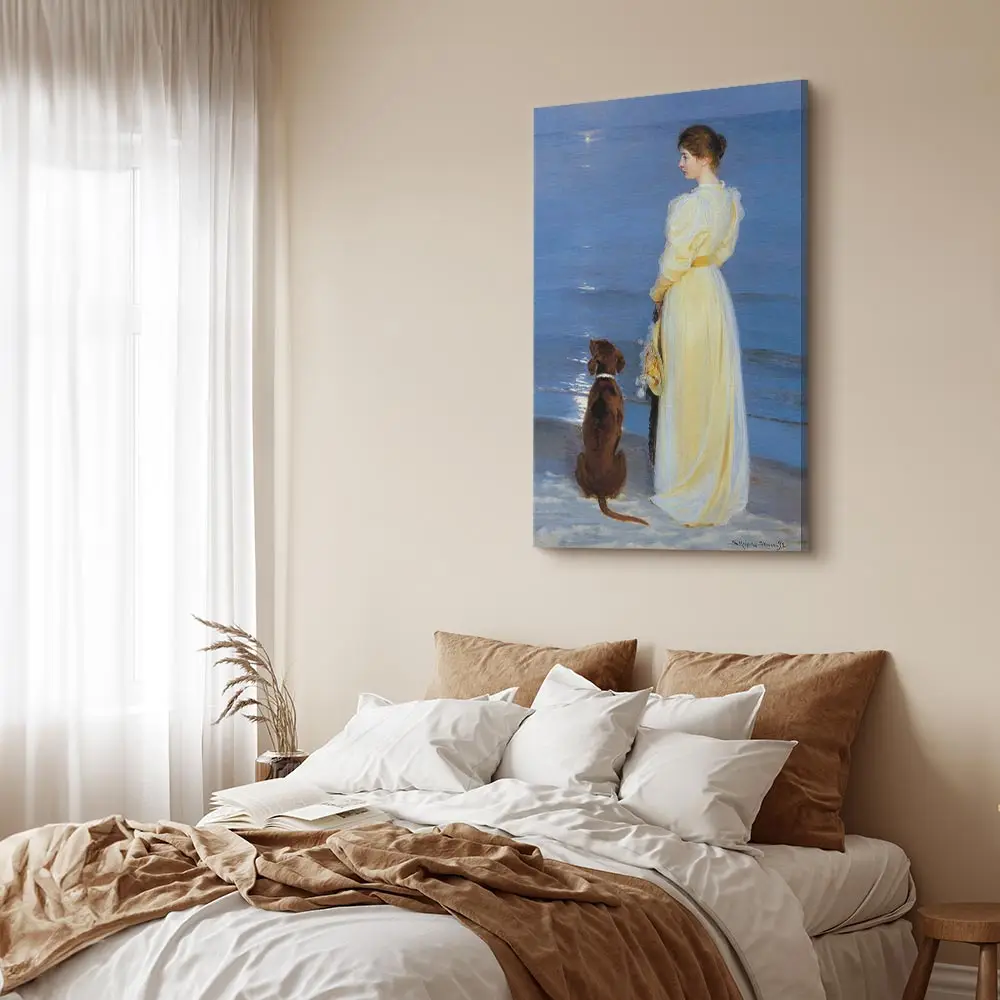 Leinwandbild Summer evening in Skagen Filz Blau/Blau 80 x 120cm | Blau