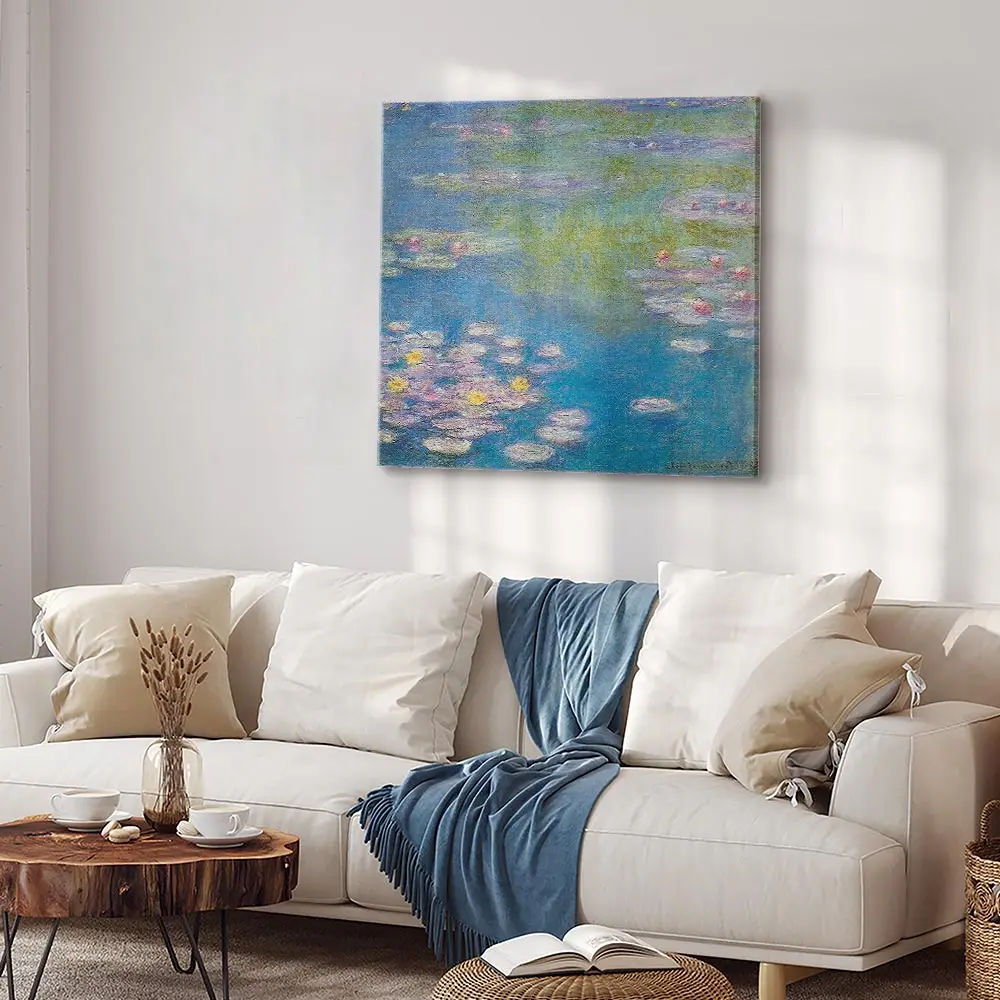 Leinwandbild Water lilies Filz Blau/Blau 80 x 80cm | Blau