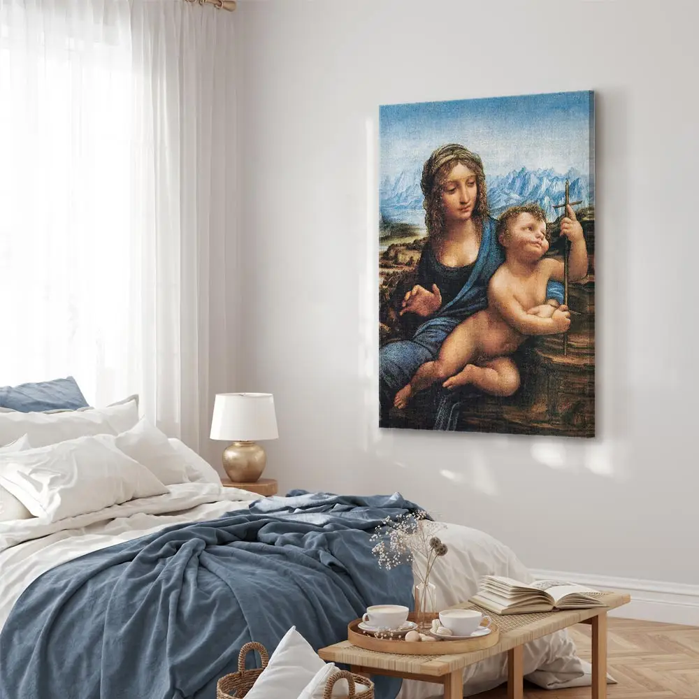 Leinwandbild Madonna With a Distaff Filz Grau/Grau 60 x 90cm