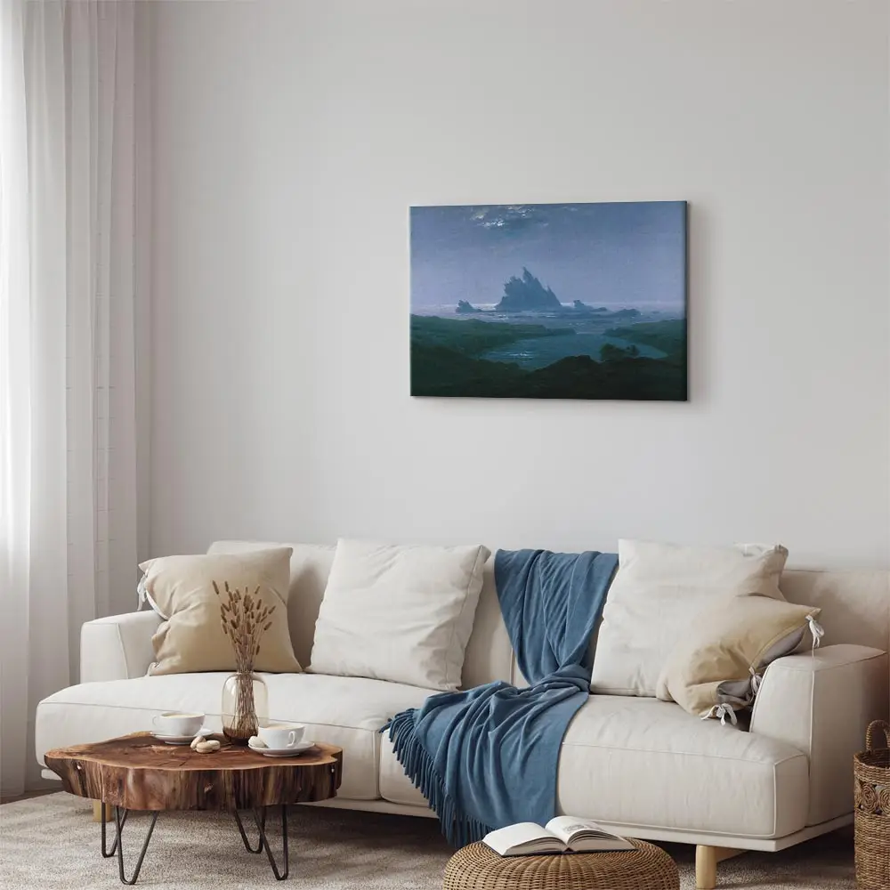 Leinwandbild Cliff reef on the beach Filz Blau/Blau 120 x 80cm | Blau