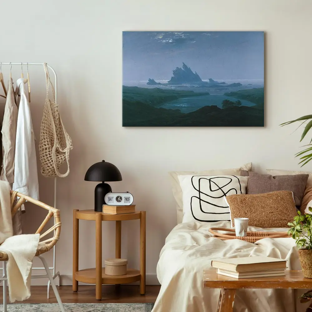 Leinwandbild Cliff reef on the beach Filz Blau/Blau 120 x 80cm | Blau
