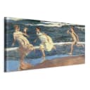 Leinwandbild Running along the Beach Filz Grau/Grau 60 x 30cm | Grau