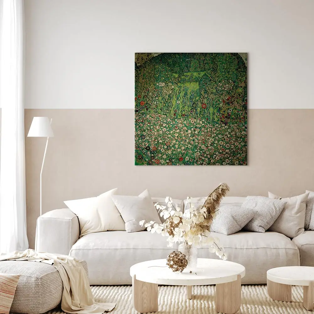 Leinwandbild Gartenlandschaft Bergkuppe Filz Grün/Grün 80 x 80cm