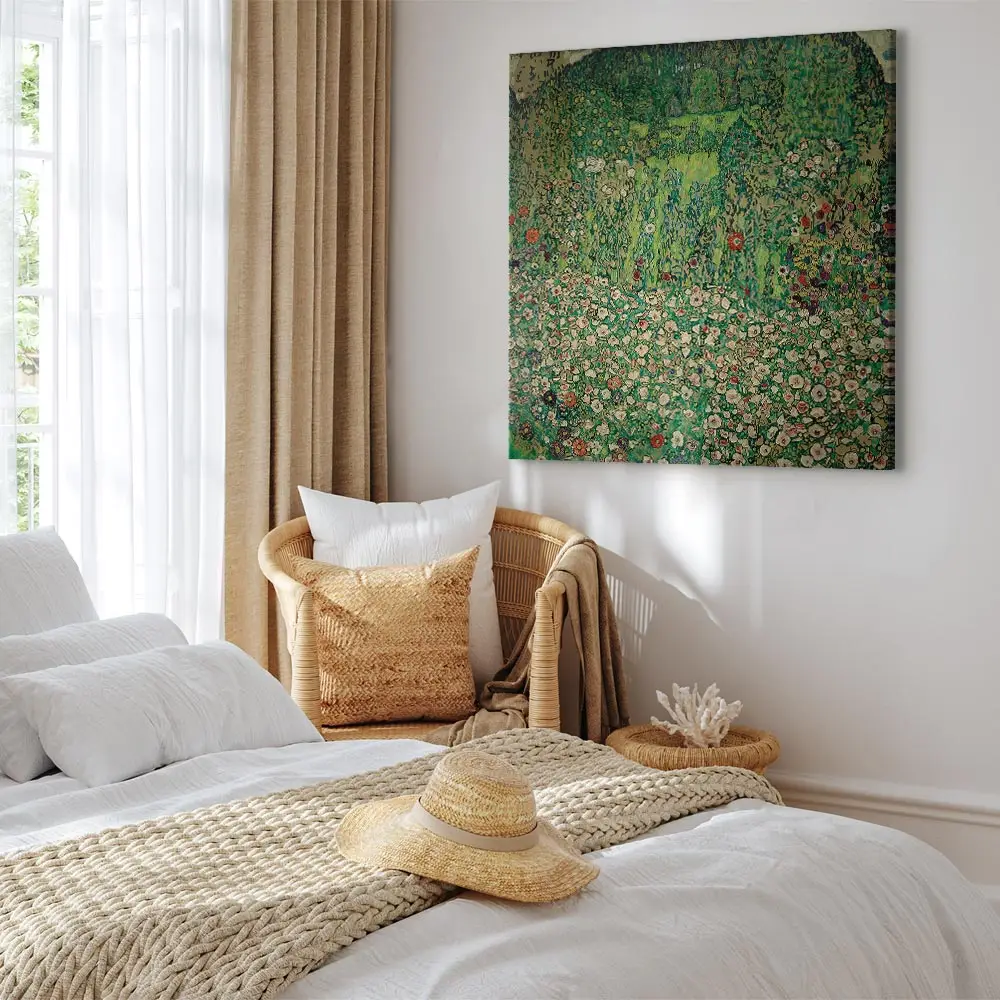 Leinwandbild Gartenlandschaft Bergkuppe Filz Grün/Grün 80 x 80cm