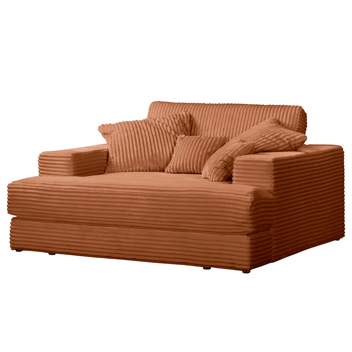 XXL-Sessel Orange Plüsch-Cordstoff Tila | Braun