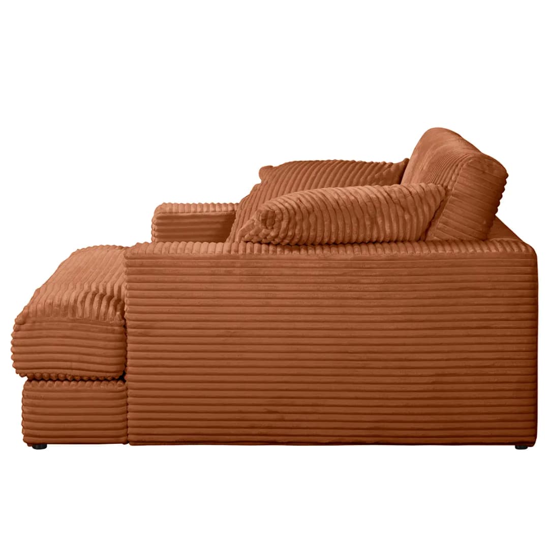 XXL-Sessel Orange Plüsch-Cordstoff Tila | Braun