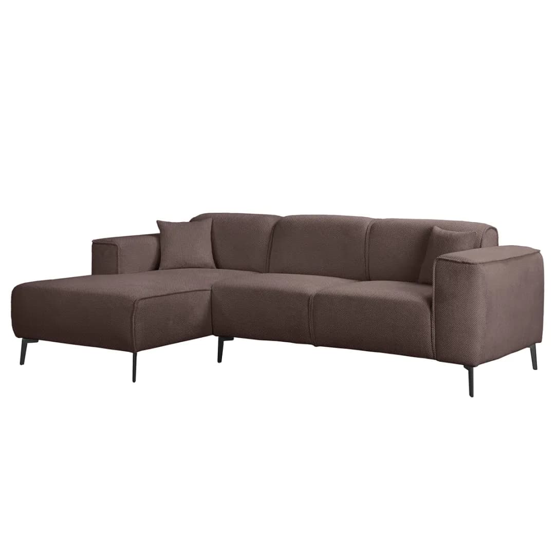 Mørteens Ecksofa mit Longchair Violett Strukturstoff Onka | Braun