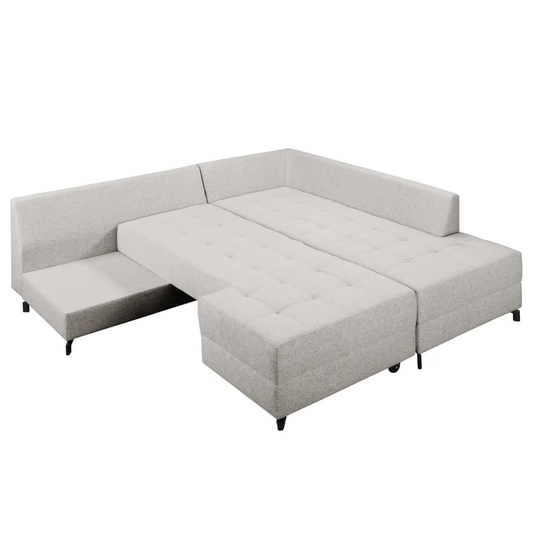 Ecksofa mit Schlaffunktion Grau Flachgewebe Nea | Grau