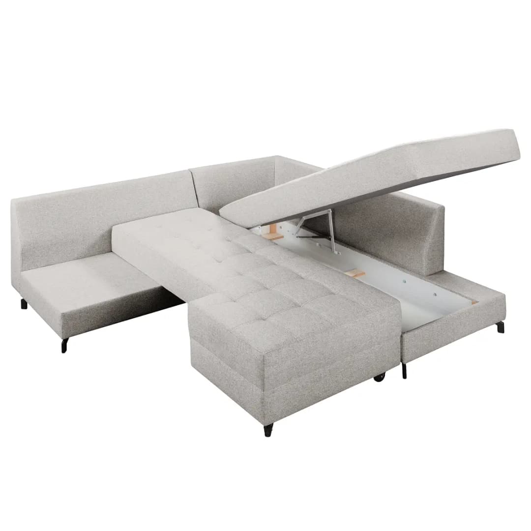 Ecksofa mit Schlaffunktion Grau Flachgewebe Nea | Grau