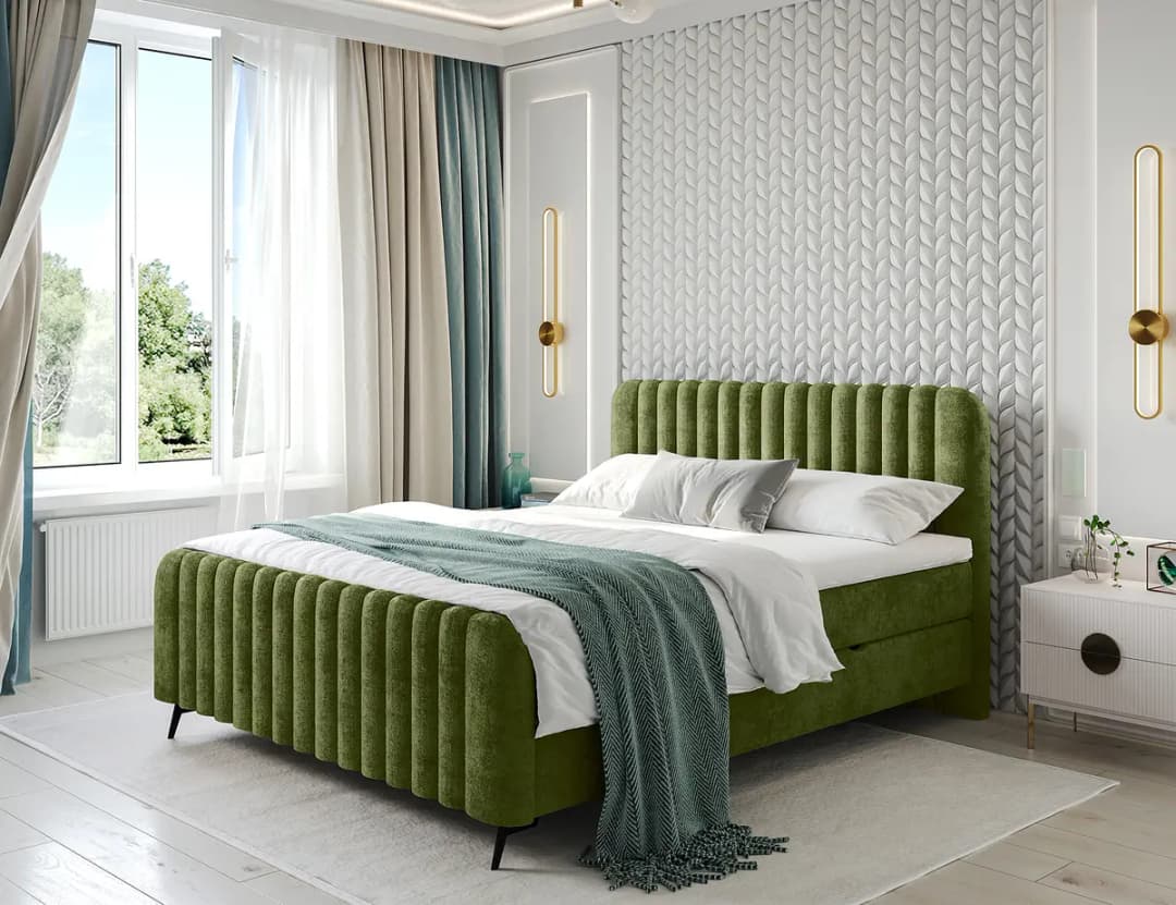 loftscape Boxbett Twilley 140 x 200cm Chenille Lorin Olivgrün | Grün