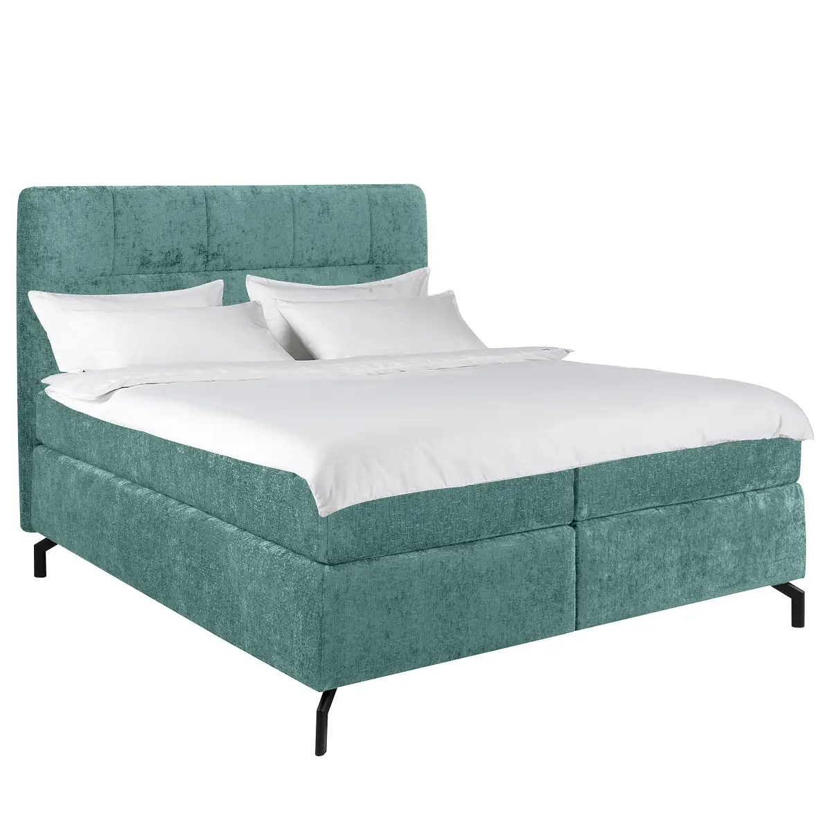 Boxspringbett Plumas 160 x 200cm Chenille Tringa Grün H4 | Grün