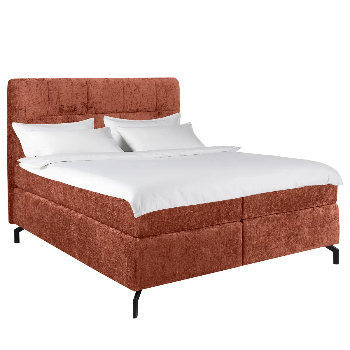 Boxspringbett Plumas 160 x 200cm Chenille Ova Altrosa H3 | Rosa