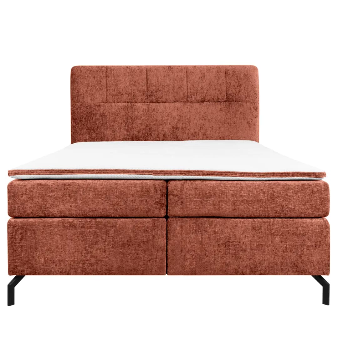 Boxspringbett Plumas 160 x 200cm Chenille Ova Altrosa H3 | Rosa
