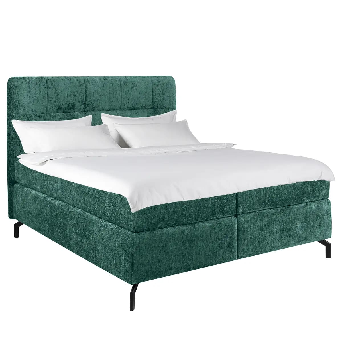 Boxspringbett Plumas 160 x 200cm Chenille Ova Grün H2 | Blau