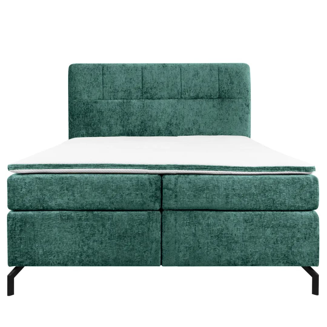 Boxspringbett Plumas 160 x 200cm Chenille Ova Grün H2 | Blau