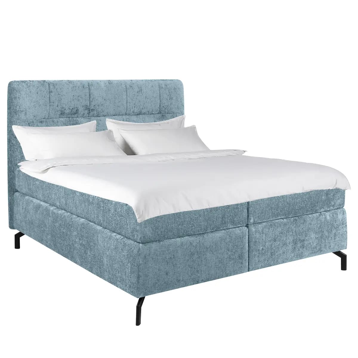 Boxspringbett Plumas 160 x 200cm Chenille Hellblau H2 | Blau