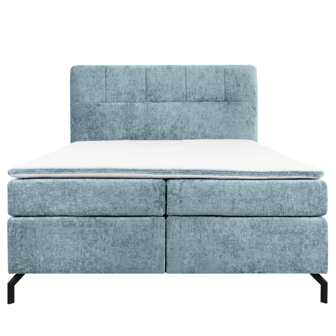Boxspringbett Plumas 160 x 200cm Chenille Hellblau H2 | Blau