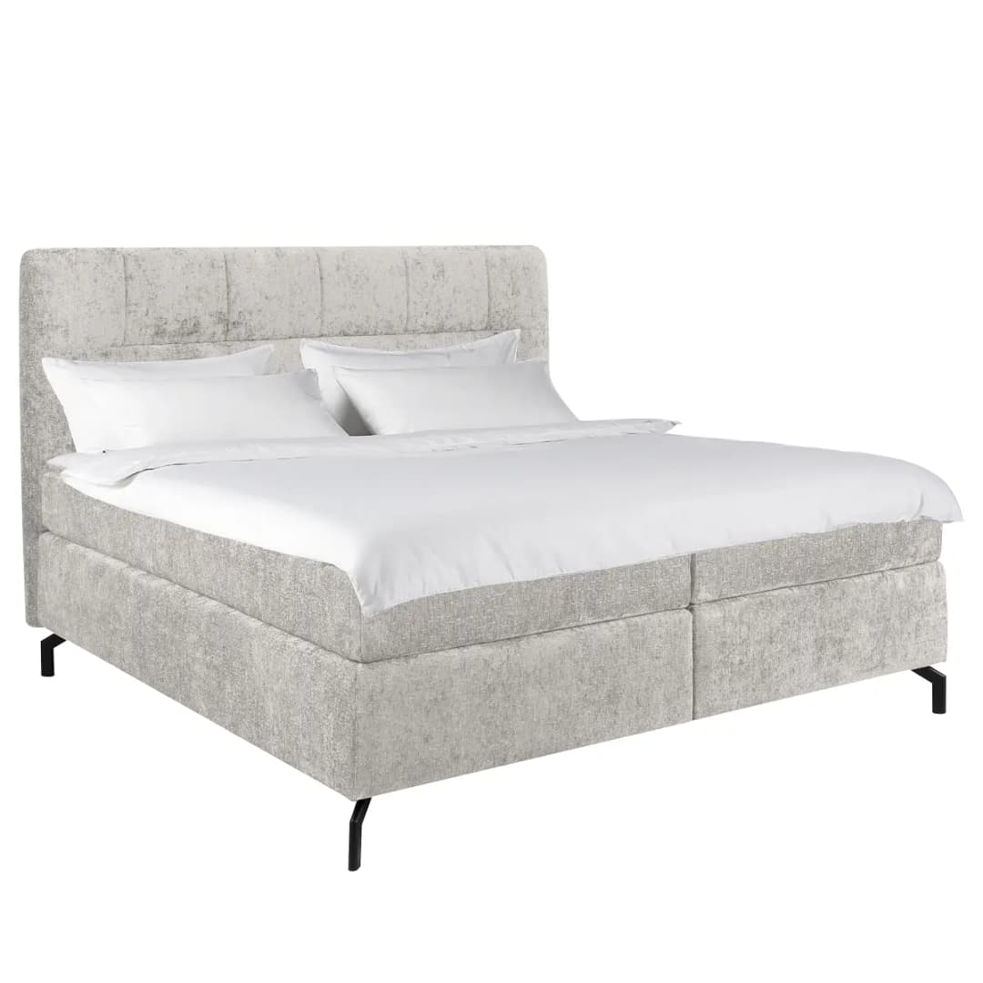Boxspringbett Plumas 180 x 200cm Chenille Ova Grau H3 / H4