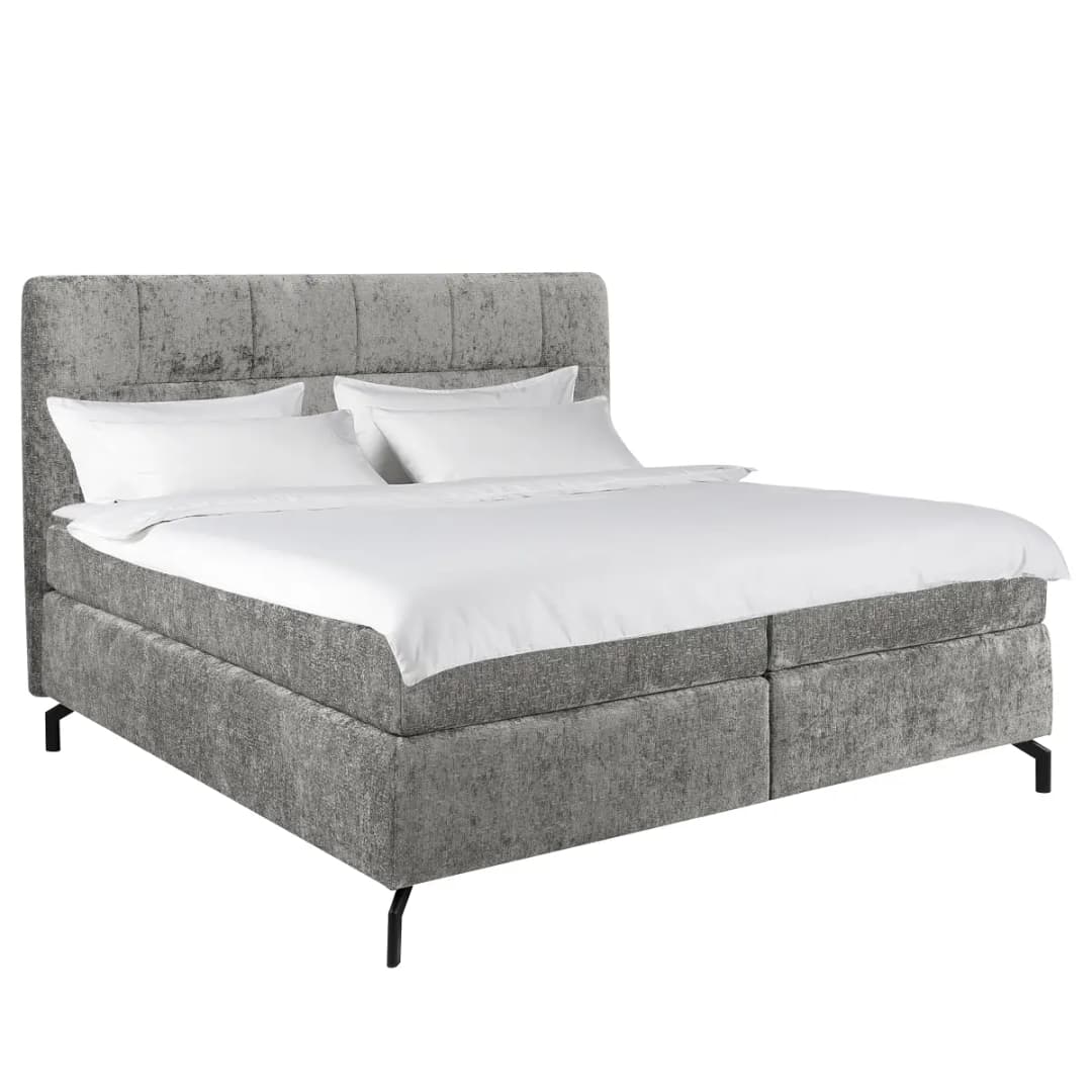 Boxspringbett Plumas 180 x 200cm Chenille Tringa Grau H3 / H4