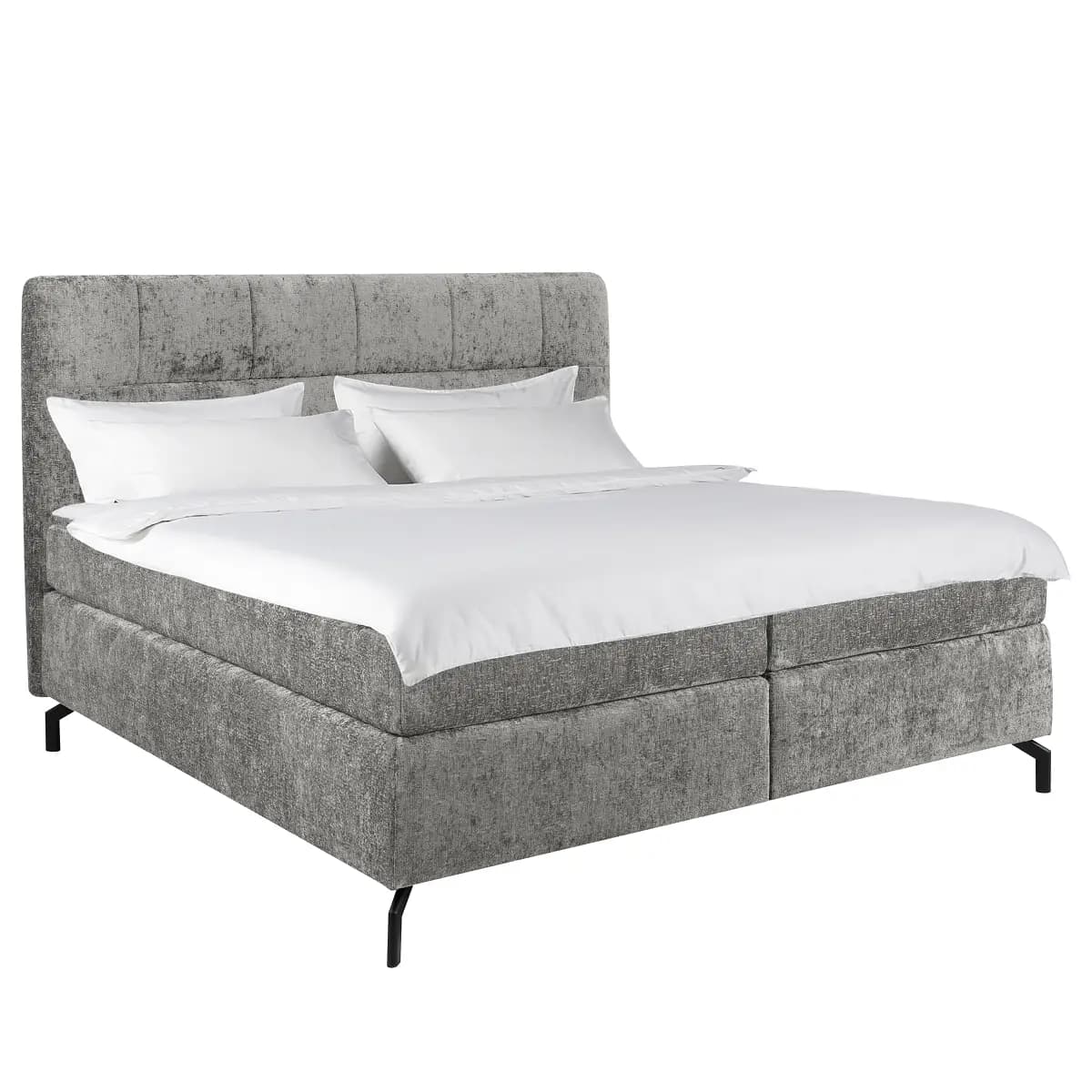 Boxspringbett Plumas 180 x 200cm Chenille Tringa Grau H3 / H4