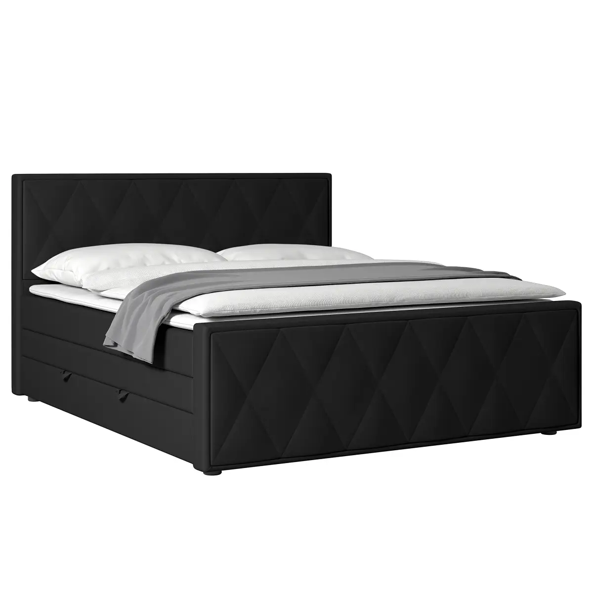 Boxspringbett Sasien 140 x 200cm Samt Krysia Schwarz H2