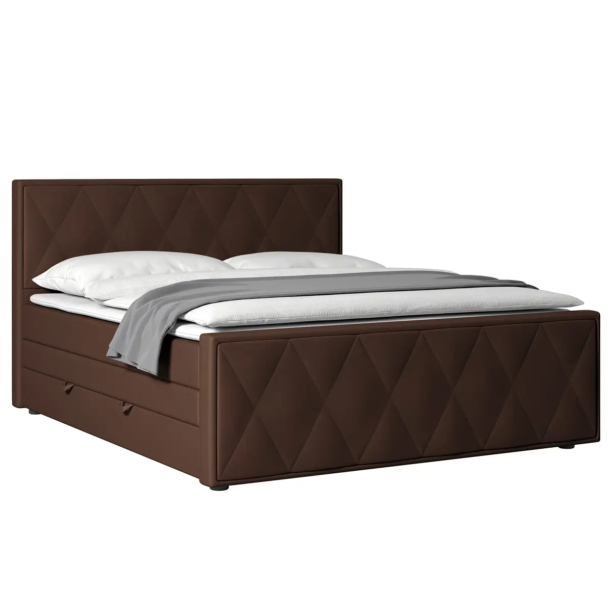 Boxspringbett Sasien 180 x 200cm Samt Krysia Braun H2 | Braun