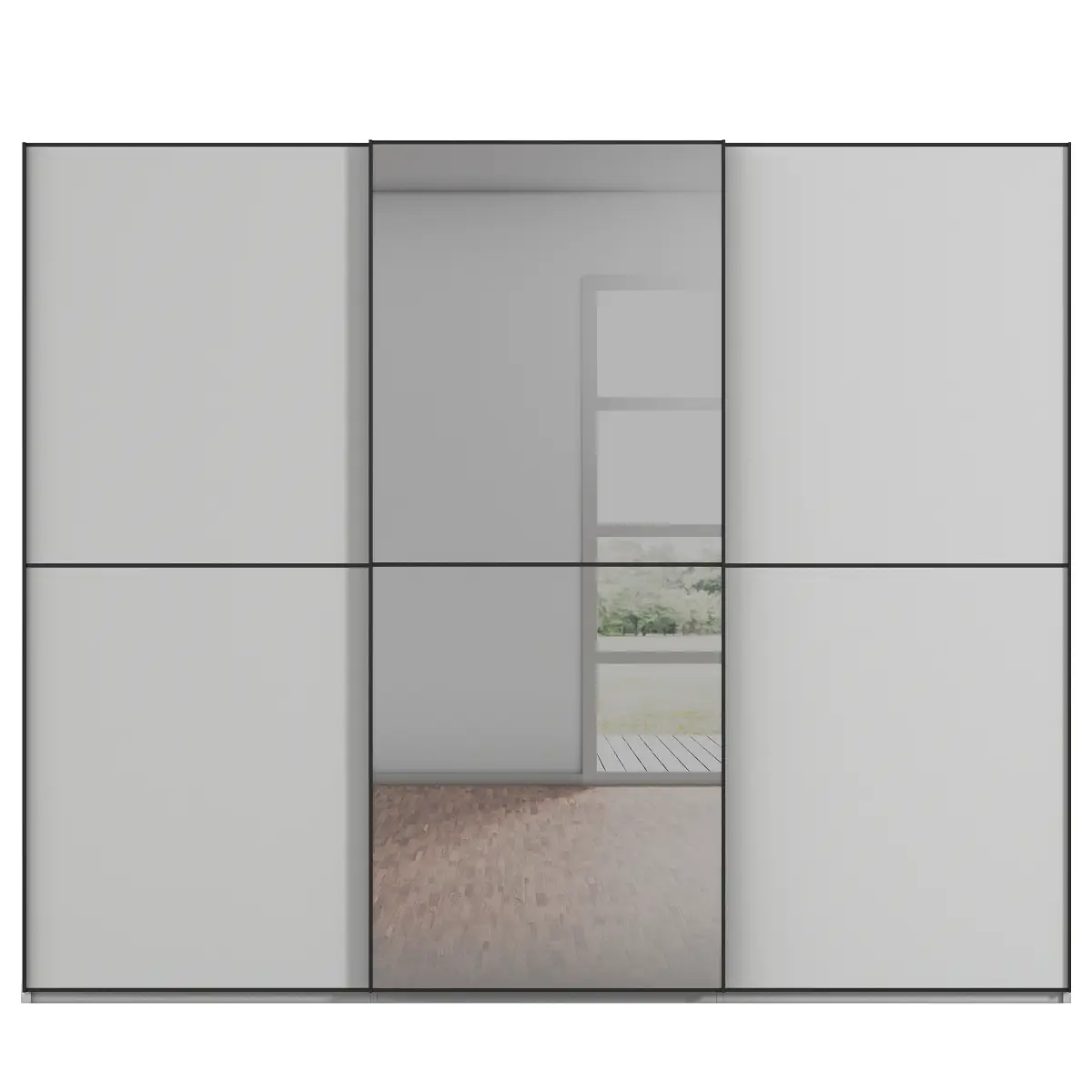 Schwebetürenschrank Lagaro 242cm Grau/Seidengrau Classic | Grau