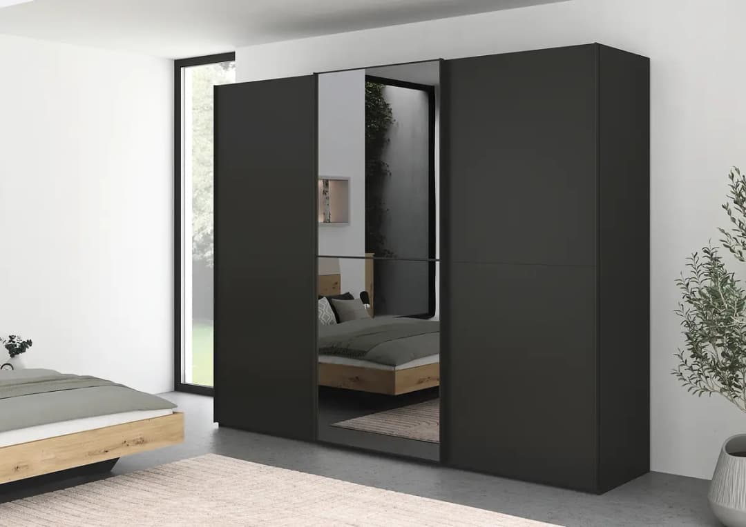 Schwebetürenschrank Lagaro | Schwarz