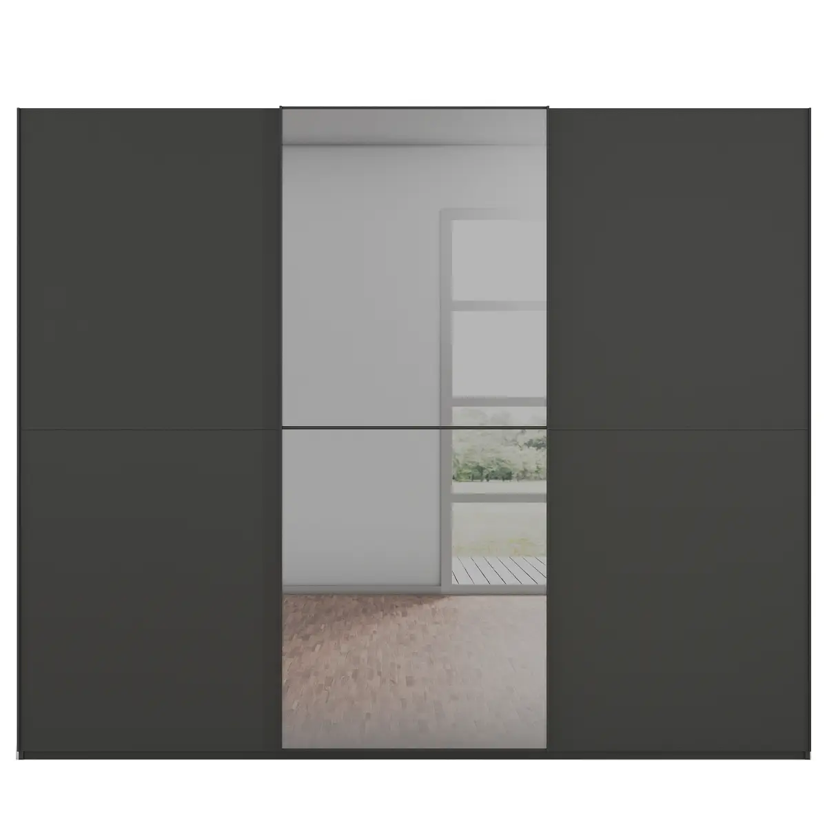 Schwebetürenschrank Lagaro | Schwarz