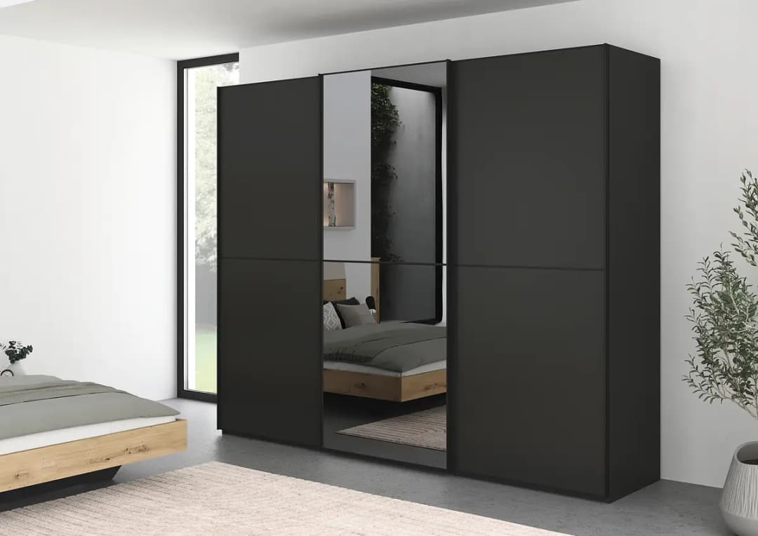 Schwebetürenschrank Lagaro 271cm Schwarz/Graphit Classic