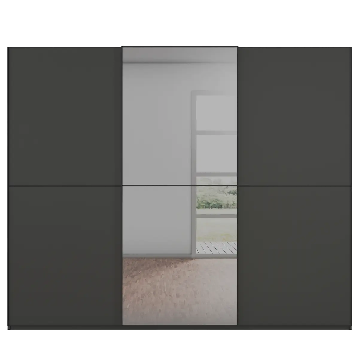 Schwebetürenschrank Lagaro 271cm Schwarz/Graphit Classic