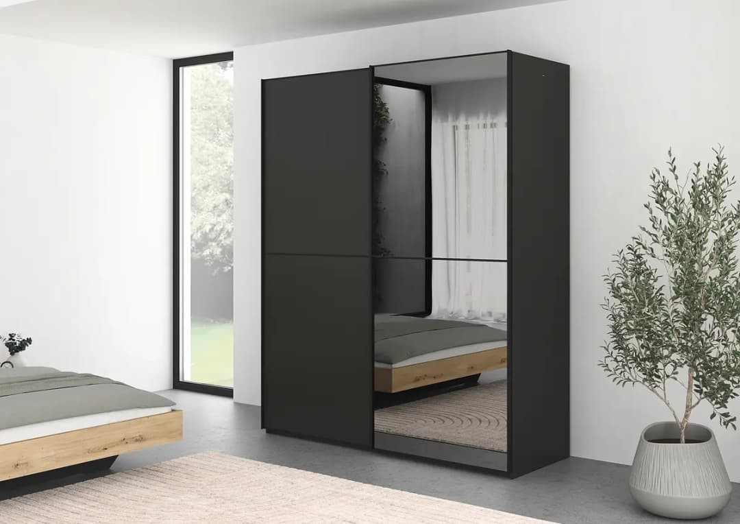 Schwebetürenschrank Lagaro | Schwarz