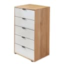 Kommode mit 5 Schubladen 40cm Braun/Weiß/Weiß Erle | Mehrfarbig