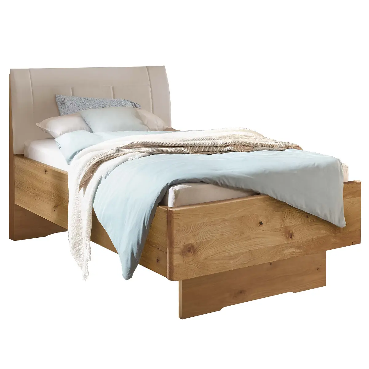Bettgestell mit Polsterkopfteil 90 x 190cm | Beige