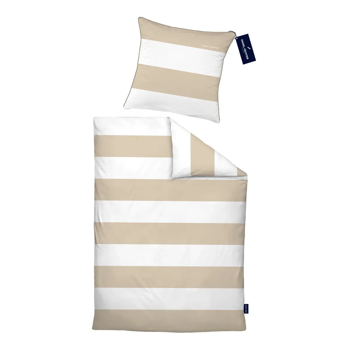 Renforcé Bettwäsche Block Streifen | Beige