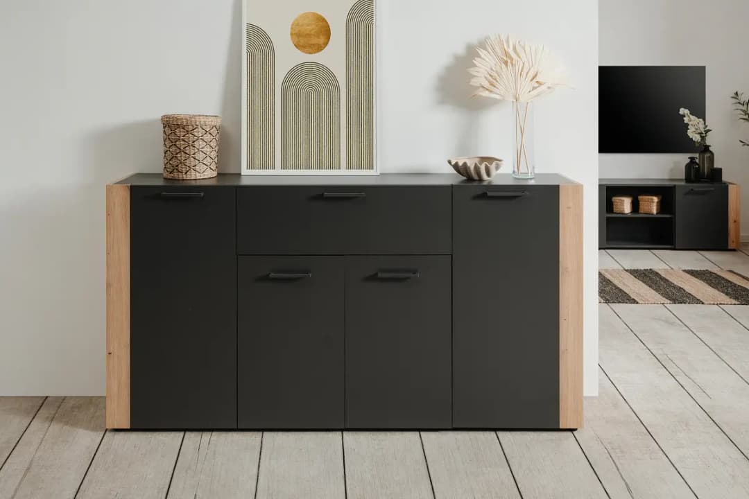 Sideboard 162cm Schwarz/Braun | Braun
